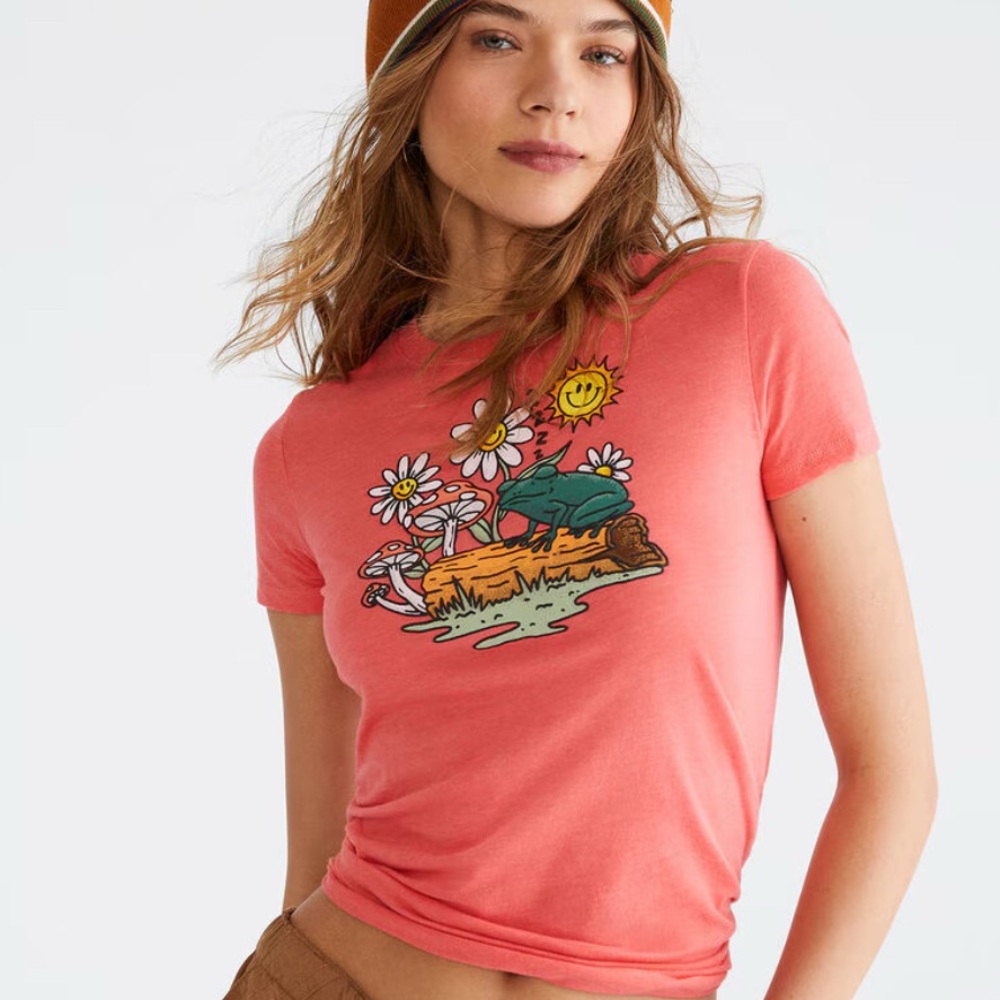 Aeropostale Frog Mushroom Tee Shirt